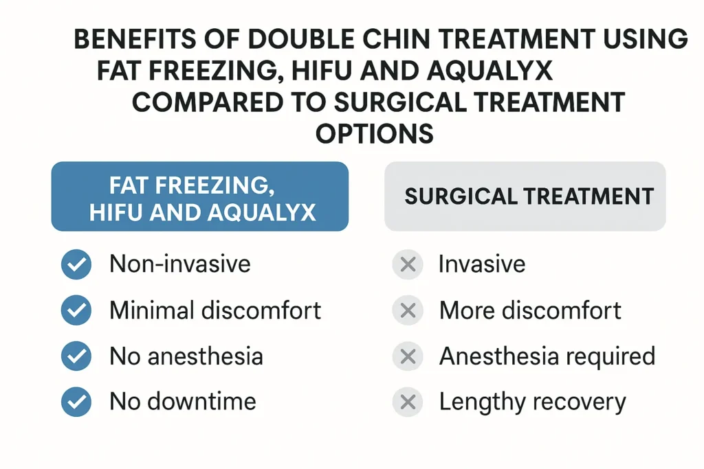 Graphic about the benefits of double chin treatment Enfield Highway - from LA LIPO