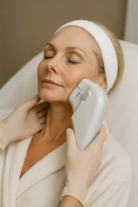 Woman receiving HIFU non surgical facelift treatment Enfield Highway
