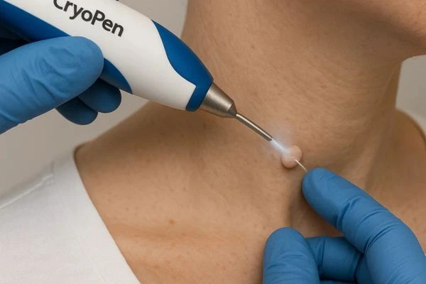 Person receiving Cryotherapy skin tag removal Enfield Highway