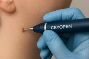 Person receiving skin tag removal Enfield Highway